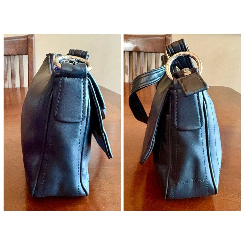 NINE WEST - Vintage-Style Shoulder Bag in Black Faux Leather. Perfect Condition - Picture 11 of 15